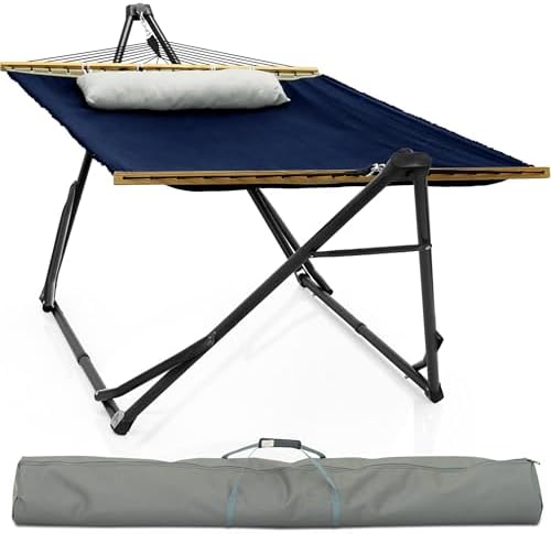 Tranquillo Unity with Hammock Stand; Premium Quality, 800 lbs Capacity, 30-Second Easy Setup, Durable Steel Frame, Pre-Assembled and Portable for Indoor & Outdoor Use, Navy by Tranquillo