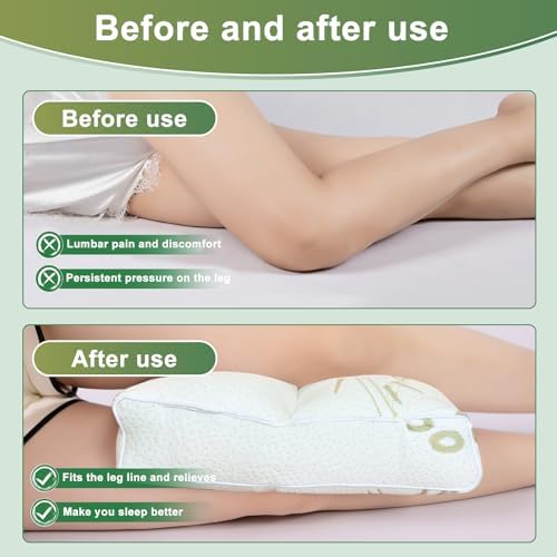 MINUPWELL Knee Pillow for Side Sleepers - 4" Height Between Leg & Under Knee Pillow for Back Sleepers - with 1060G 7D Fiber for Relieving Leg, Back, and Knee Pain - Rayon Derived from Bamboo - Image 6