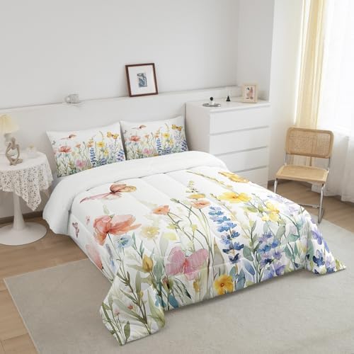 Feelyou Floral Bedding Set Kids Botanical Fowers Comforter Set Garden - Image 2