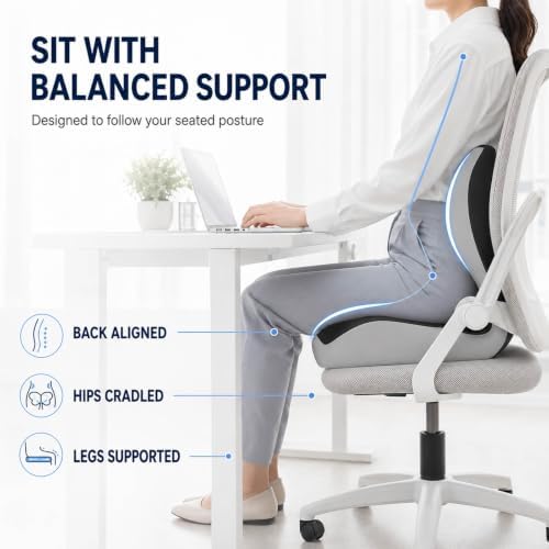 Orthopedic Cushion, Seat Cushion for Office Chair and Car, Ergonomic Memory Foam L Shaped Integrated Seat Cushions, Lumbar Support Tailbone Pain Relief for Office Chair Car (C-Black Grey) - Image 5