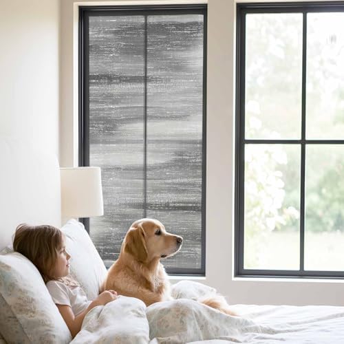 Window Privacy Film Frosted, Grey Ombre Static Cling Door Window Covering, Vintage Minimalist Gradient Abstract Texture UV Blocking Windows Film for Office, Hotel, Bedroom, 29.5 x 78.7 Inches - Image 2