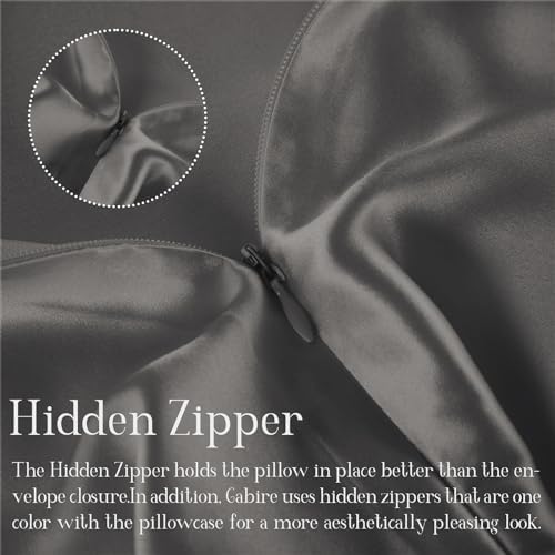 Gabire Mulberry Silk Pillow Cases Set of 2, Both Sides Real Silk Pillow Cover for Hair and Skin Cool Pillowcase Organic Silk Pillowcase 2 Pack with Hidden Zipper, Grey, Queen (20"×30") - Image 4