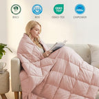Joysoul Down Throw Blankets, Lightweight Feather Down Throw for Indoor and Outdoor Duvet Insert, Camping, Travel, Couch, Soft Throw Medium Warm, Pink (50" x 70") - Image 3