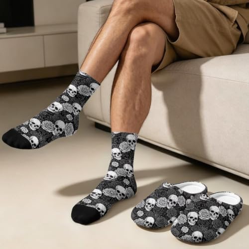 Jeiento Fuzzy Slippers and Sock Set Women's Warm Cozy Memory Foam House Shoes Soft Slip-on Slides - Image 3