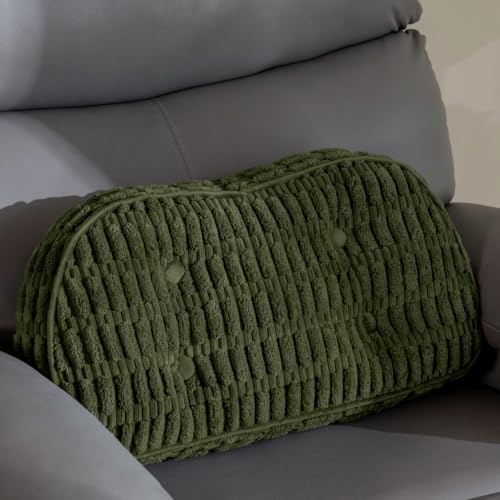 Lumbar Support Pillow for Recliner Chair/Accent Chair/Couch/Office Chair, Tufted Blended Corduroy Back Support Cushion for Elderly, Recliner Cushions for Back Rest, Pain Relief, Reading, Dark Green by HIGOGOGO