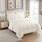 Sweet Home Collection 7 Piece Comforter Set Bag Solid Color All Season Soft Down Alternative Blanket & Luxurious Microfiber Bed Sheets, Ivory, Twin by SweetHomeCollection