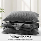 Twin Quilt Set Bedspread Coverlet Microfiber Bedding Leaf Grey 68x86 - Image 6