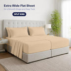 Kickoff Viscose Bamboo Sheets Split King Size 5-pc 100% Organic Bamboo Viscose Bed Cooling Sheets Split King Size Set Cool Bedding for hot Sleepers Sheet Set - Gift Ready Packaging (Beige, SK) - Image 3