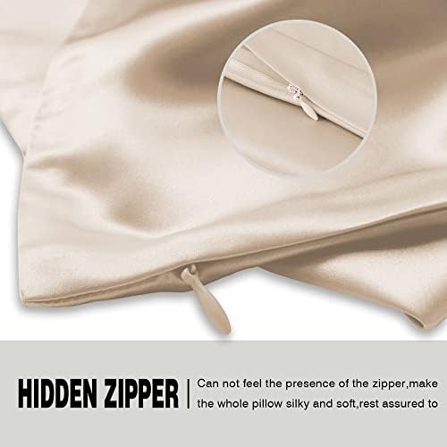 Suatien Silk Body Pillowcase, Body Pillow Cases with Zipper, Champagne - Image 3