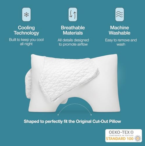 Coop Home Goods Cool Side Cut-Out Pillowcase, Queen Size Cooling Pillow Case for Hot Sleepers, Cut-Out Shape, Two-Sided Pillow Covers, Cozy Side & Cool Side, Ultra Soft Lulltra Cool Technology - Image 2