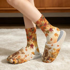 Jeiento Fuzzy Slippers and Crew Sock Set for Women Men Couple Warm Cozy Memory Foam House Shoes Soft Slip-on Slides for Home,Travel - Image 2