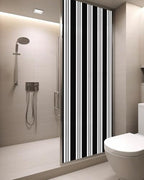 Window Privacy Film Frosted, Black Striped Static Cling Door Window Covering, Minimalist Vertical Stripes UV Blocking Windows Film for Office, Hotel, Bedroom, 29.5 x 78.7 Inches - Image 3