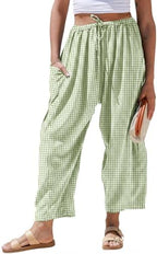 TARSE Womens Linen Wide Leg Striped Pants Casual Barrel Palazzo Harem Pants by TARSE