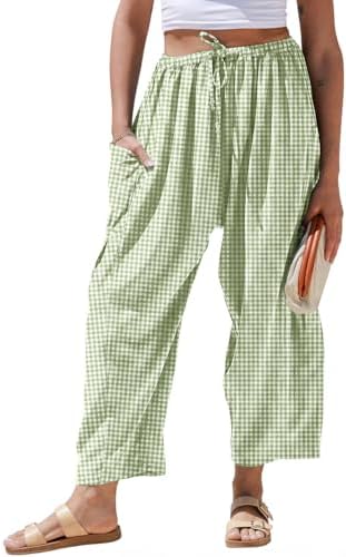 TARSE Womens Linen Wide Leg Striped Pants Casual Barrel Palazzo Harem Pants by TARSE