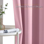 NICETOWN Blackout Curtains Panels for Bedroom - 3 Pass Microfiber Noise Reducing Thermal Insulated Solid Ring Top Blackout Window Drapes (2 Panels, 66 x 72 Inch, Crystal Pink) - Image 5