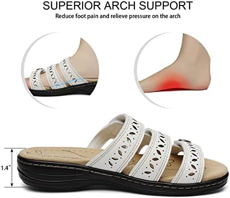 Women's Comfort Leather Slides Lightweight Flat Sandals Cute Slip On Casual Walking Slippers - Image 5