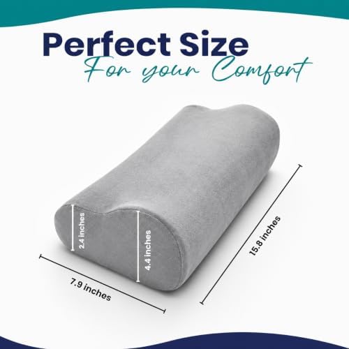 Memory Foam Headrest Pillow for Recliner – B-Shaped Neck Pillow with Stabilizer Strap, Soft Plush Fabric - Ultimate Neck Support and Pain Relief (Slate) - Image 2