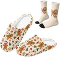 Jeiento Winter Fuzzy Slipper and Crew Socks Warm Winter Shoes Lightweight Soft Cushion House Slipper Bedroom Shoes by Jeiento
