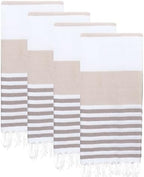 Turkish Beach Towels Set of 4 | Oversized, Quick Dry, Sand Free | 100% Cotton, Large 38x71 Towels for Beach, Pool, Travel | Ultra-Soft, Compact, and Absorbent | Latte/Brown by PADISHAHHOME