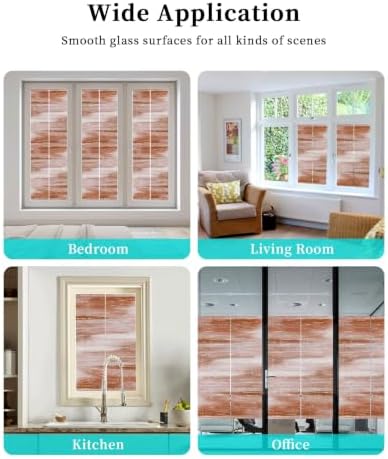 Window Privacy Film Frosted, Red Ombre Non-Adhesive Static Cling Window Tint, Vintage Farmhouse Simple Neutral Texture Insulated Windows Frosted Films for Living Room, 35.4 x 78.7 Inches - Image 7