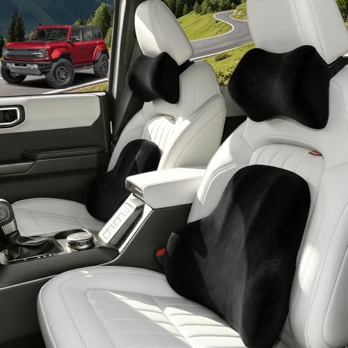 Car Pillow for Ford Bronco,Car Neck Pillow,Lumbar Support Pillow for Car,Memory Foam Pillow,Ergonomic Pillow,Adjustable and Washable,Car Essentials for Long Trips,Car Accessories,Suede,1 Set by Unknown