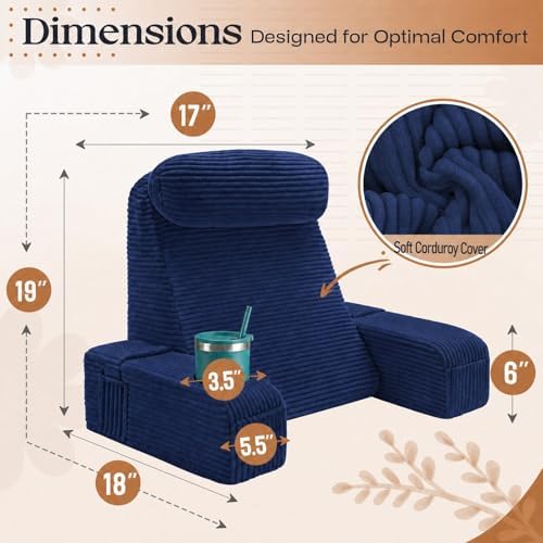 Reading Pillow/Backrest Pillow with Arms, Cup Holder & Phone Pocket - Image 6