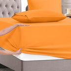 Mocassi Full Size 4-Piece Bed Sheet Set - 1800 Premium Hotel Quality Microfiber 18-24 Inches Extra Deep Pocket Fitted Sheet- Luxury Soft, Breathable, Wrinkle, and Fade Resistant, Orange - Image 5
