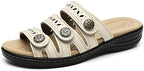 Women's Comfort Leather Slides Lightweight Flat Sandals Cute Slip On Casual Walking Slippers - Image 2