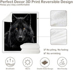 Black Wolf Sherpa Blanket Animal Print Throw Blanket for Men Soft Warm Cozy 60x80 Inches Dark Power Design Bedroom Couch Decor Gift for Birthday Housewarming Anniversary - Image 7