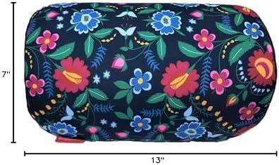 Bookishbunny 2pcs Micro Bead Microbead Roll Pillow Cushion for Bed Back Neck Head Body Support, 13" x 7", Various Designs (Navy+Flower) - Image 5