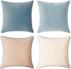 MONDAY MOOSE Decorative Throw Pillow Covers Cushion Cases, Set of 4 Soft Velvet Modern Double-Sided Designs, Mix and Match for Home Decor, Pillow Inserts Not Included (20x20 inch, Beige/Light Blue) by MondayMoose