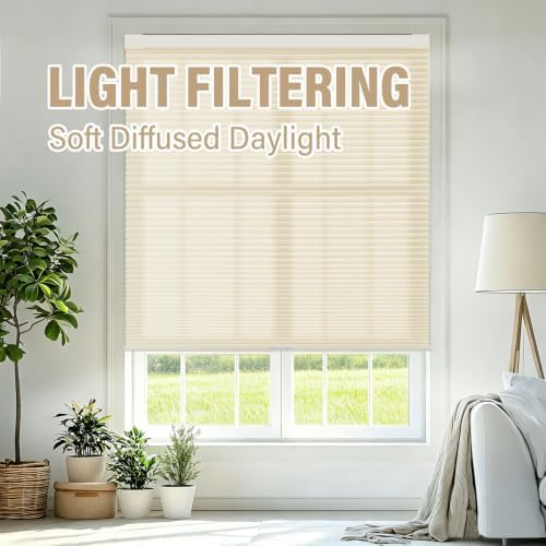 AOSKY No Drill Cordless Light Filtering Cellular Shade 36" W x 64" H Beige - Image 6