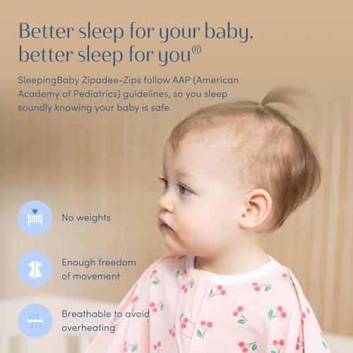 SleepingBaby Zipadee-Zip Transition Swaddle - Cozy Baby Swaddle Blanket with Zipper Convenience - Roomy Wearable Blanket for Easy Diaper Changes - Cherries, Large (12-24 Month) - Image 5