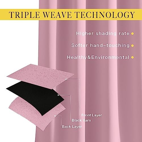 NICETOWN Blackout Curtains 84 Inch Length, Thermal Insulated Curtains for Bedroom Grommet Energy Saving Room Darkening Drapes for Living Room Window, 1 Panel, Rouge Pink, 66" W x 102" L - Image 3