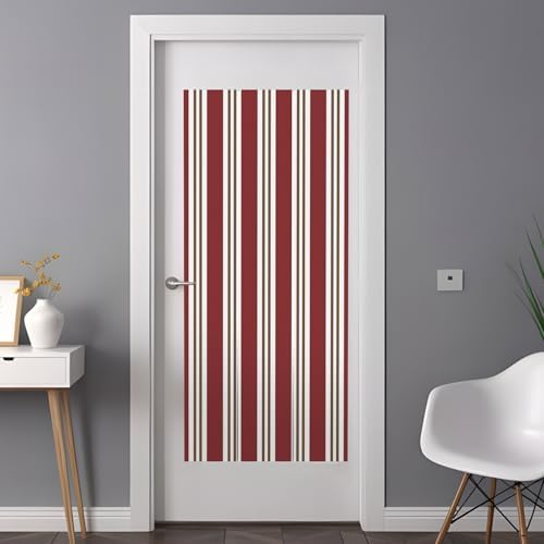 Window Privacy Film Frosted, Red Brown Striped Non-Adhesive Static Cling Window Tint, Modern Farmhouse Vertical Stripes Insulated Windows Frosted Films for Living Room, 35.4 x 78.7 Inches - Image 3