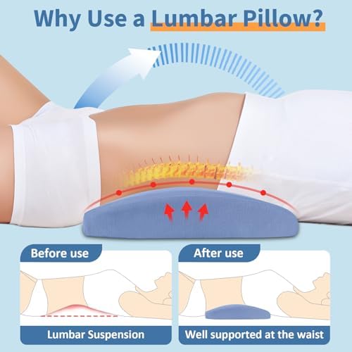 Lumbar Support Pillow for Bed Relief Lower Back Pain with Cooling Gel: Sciatica Lower Back Pillow for Sleeping-Memory Foam Waist Pillow for Side/Back/Stomach Sleepers-Bed Rest Pillow for Car, Sofa - Image 5