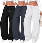 Neer 3 Pack Women's Wide Leg Sweatpants Baggy Pants with Pockets by Neer
