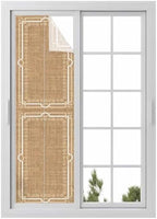 Window Privacy Film Frosted, Taupe Gray Botanical Reusable Static Cling Window Tints, Vintage Florals Geometric Minimalist Heat Control Windows Films for Offices, Balcony, 29.5 x 118 Inches by Unknown