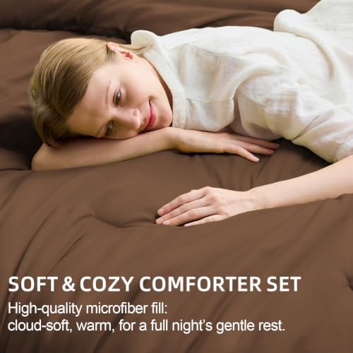 FUANNA Brown Twin Comforter Set 5 Pieces, Bed in a Bag Soft Bedding Sets - Image 4