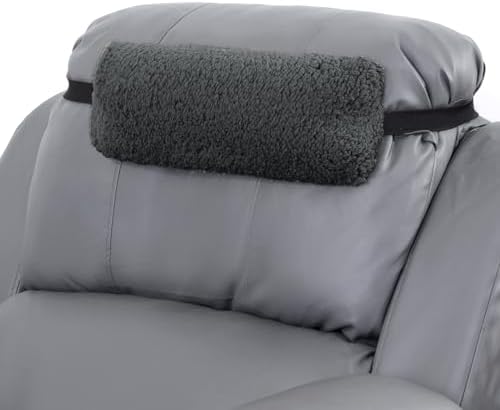HOMBYS Sherpa Fleece Lumbar Support Pillow with Headrest for Recliner,Memory Foam Recliner Chair Cushion for Back Pain,Big High Back Support for Recliner with Chair Headrest for Elderly (Grey) - Image 6