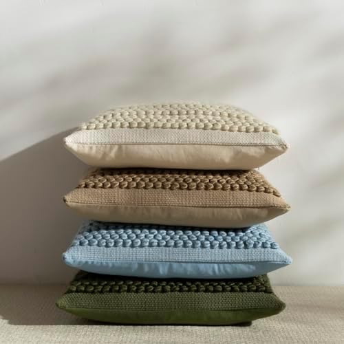 DEZENE Wool Boucle Lumbar Pillow Cover Premium Chic Accents Rectangular Textured Decorative Throw Pillow Case for Living Room Couch Sofa Home Decor 12"x20" Olive Green - Image 7
