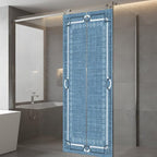 Window Privacy Film Frosted, Denim Blue Botanical Static Cling Door Window Covering, Vintage Florals Geometric Minimalist UV Blocking Windows Film for Office, Hotel, Bedroom, 29.5 x 78.7 Inches - Image 5