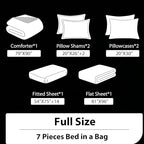 CCoutueChen Vintage Floral Full Size Bed in A Bag for Girls, 7Pcs Modern Black Red Bedding Set, Farmhouse Botanical Quilted Comforter with 2 Pillowcases+1 Flat Sheet+1 Fitted Sheet+2 Pillowshams - Image 3