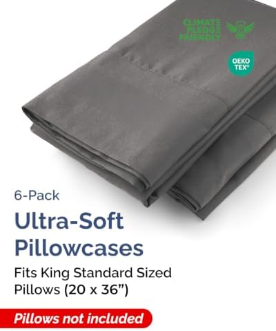 King Standard Pillow Cases - 6 Pack Pillowcase Covers, 20" x 36" - Charcoal - Image 2