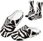 Jeiento Winter Fuzzy Slipper and Crew Socks for Women,Adult Slip-on Close Toe House Slipper,Flat Comfort home Slides by Jeiento