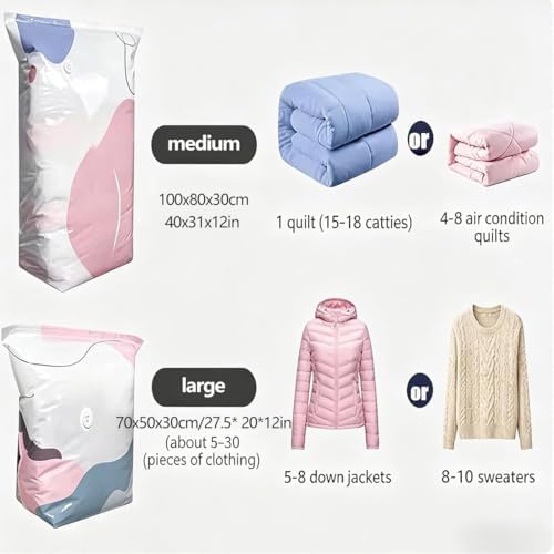 No-Pump Vacuum Storage Bags, Reusable Heavy-Duty Jumbo Vacuum Storage Bags for Bedding, Press & Seal, Vacuum Storage Vubes for Travel Home Organization (4pcs l) - Image 3