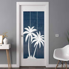 Window Privacy Film Frosted, Navy Blue Palm Trees Non-Adhesive Static Cling Window Tint, Summer Coastal Tropical Botanical Insulated Windows Frosted Films for Living Room, 35.4 x 78.7 Inches - Image 3