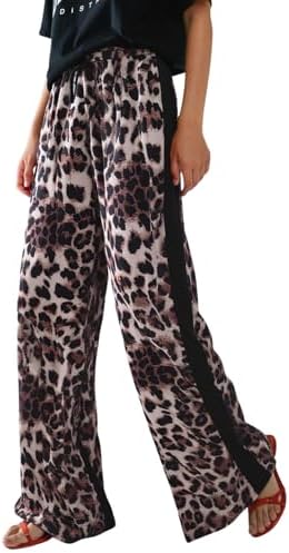 SHENHE Women's Cheetah Print Wide Leg Baggy Y2k Loose Streetwear Trousers by SHENHE