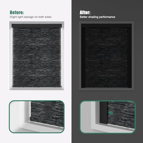 Light Blocking Strips for Window Shades and Blinds, 100% Blackout PVC Side Tracks Light Blocker for Blinds, Window Light Blocker for Bedroom(Black, 58", 4PCS) - Image 2
