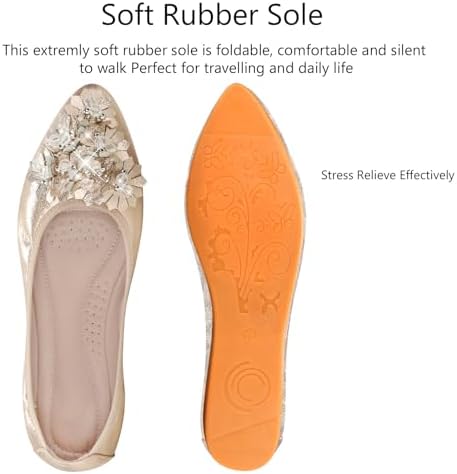KUNWFNIX Women Ballet Flats Rhinestone Wedding Ballerina Shoes Foldable Sparkly Comfort Slip on Flat Shoes - Image 4